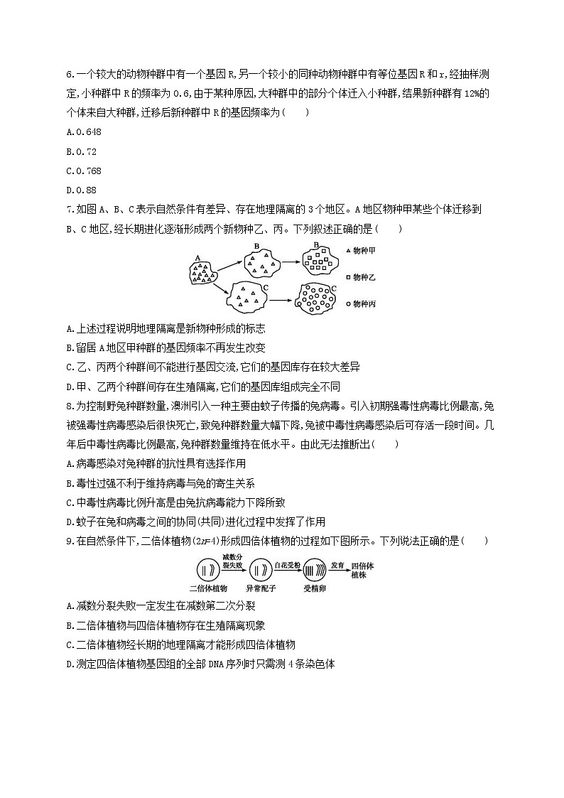 高考生物二轮复习选择题考前抢分训练06《变异育种和进化》（含详解）02