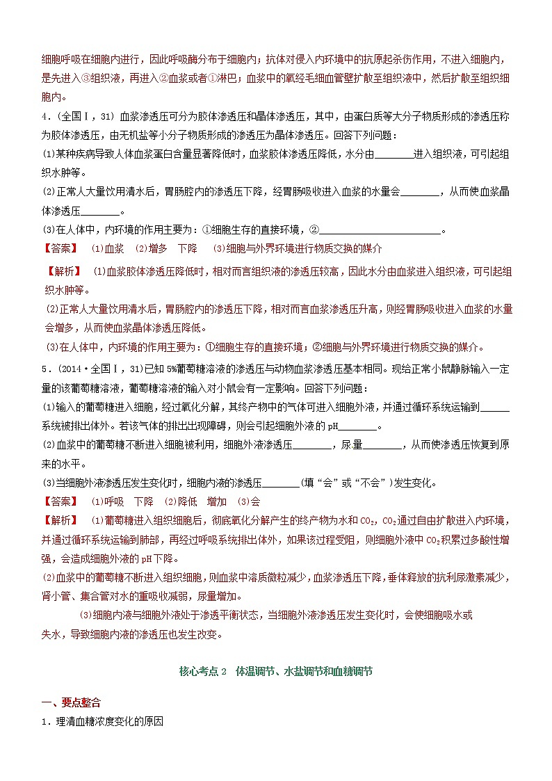 高考生物二轮复习核心考点冲刺专题11《人体内环境稳态与免疫调节》（含详解）03