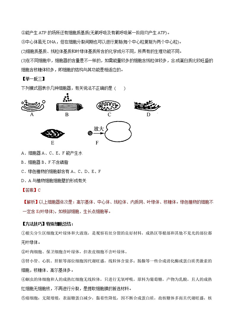 高考生物提分秘籍：专题06《细胞器——系统内的分工合作》教学案（含答案）教案第2页