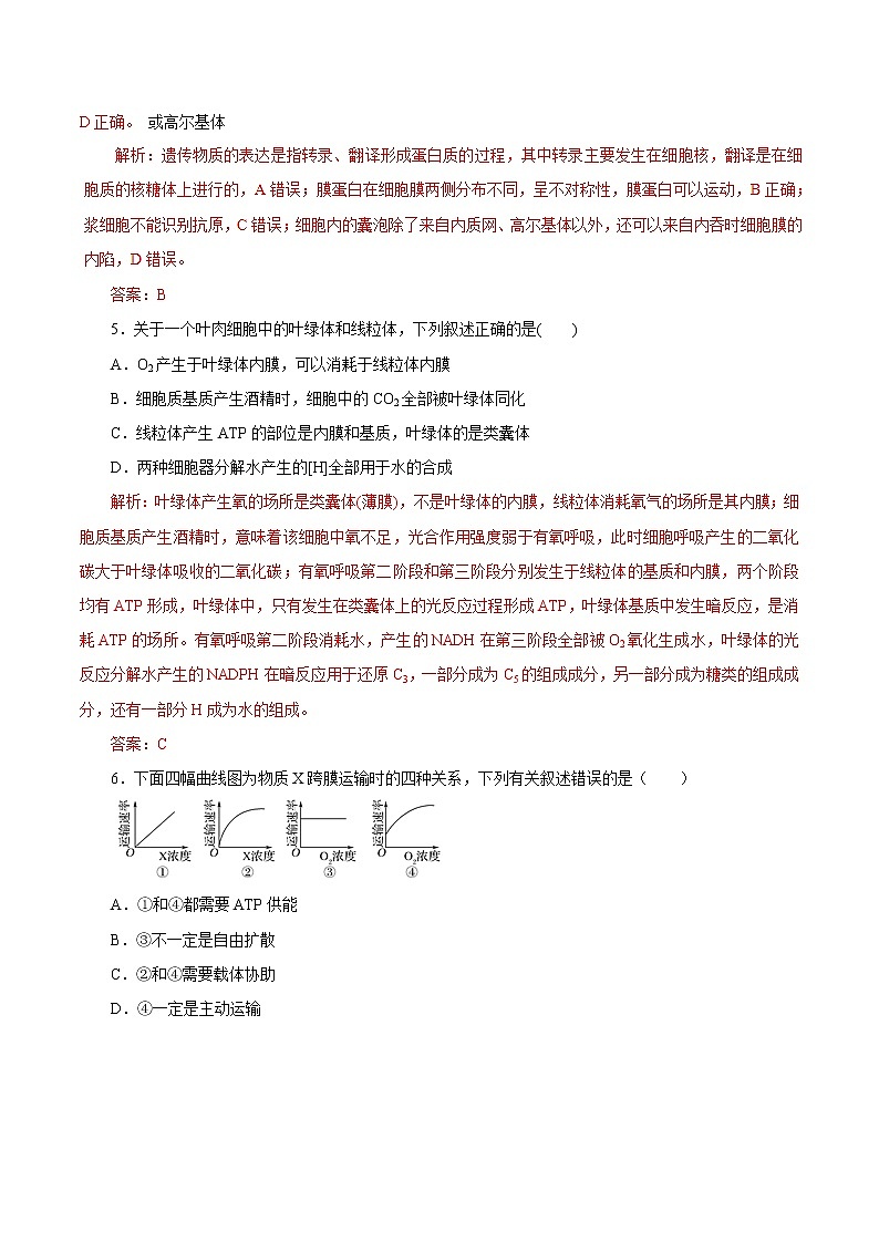 高考生物提分秘籍：专题02《细胞的基本结构与物质出入细胞的方式》热点难点突破（含答案）第2页