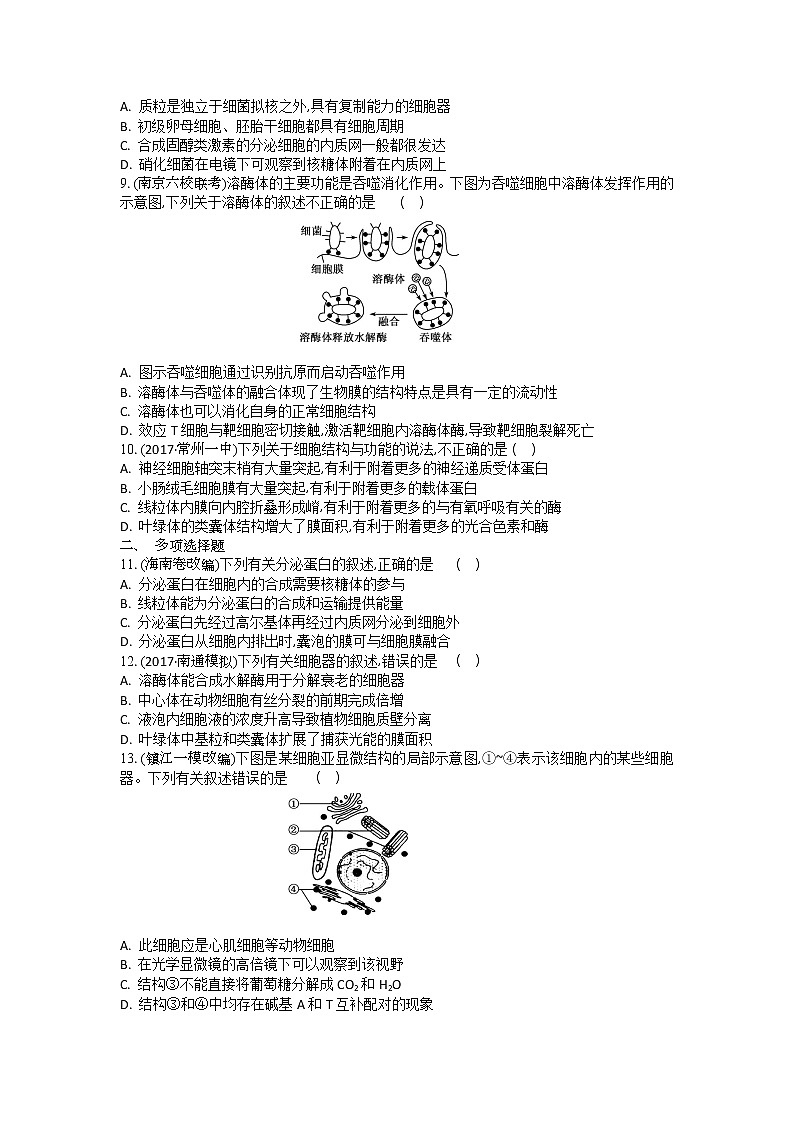 高考生物一轮复习作业本：第2单元第2讲《细胞质及生物膜系统》（含详解）第2页