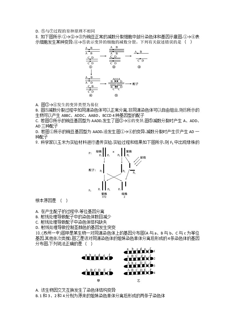 高考生物一轮复习作业本：第7单元第2讲《染色体变异》（含详解）第2页