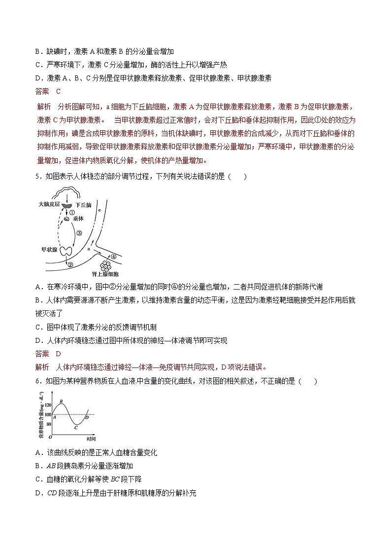 高考生物提分秘籍：专题28《通过激素的调节-神经调节与激素调节的关系》热点难点突破（含答案）第2页