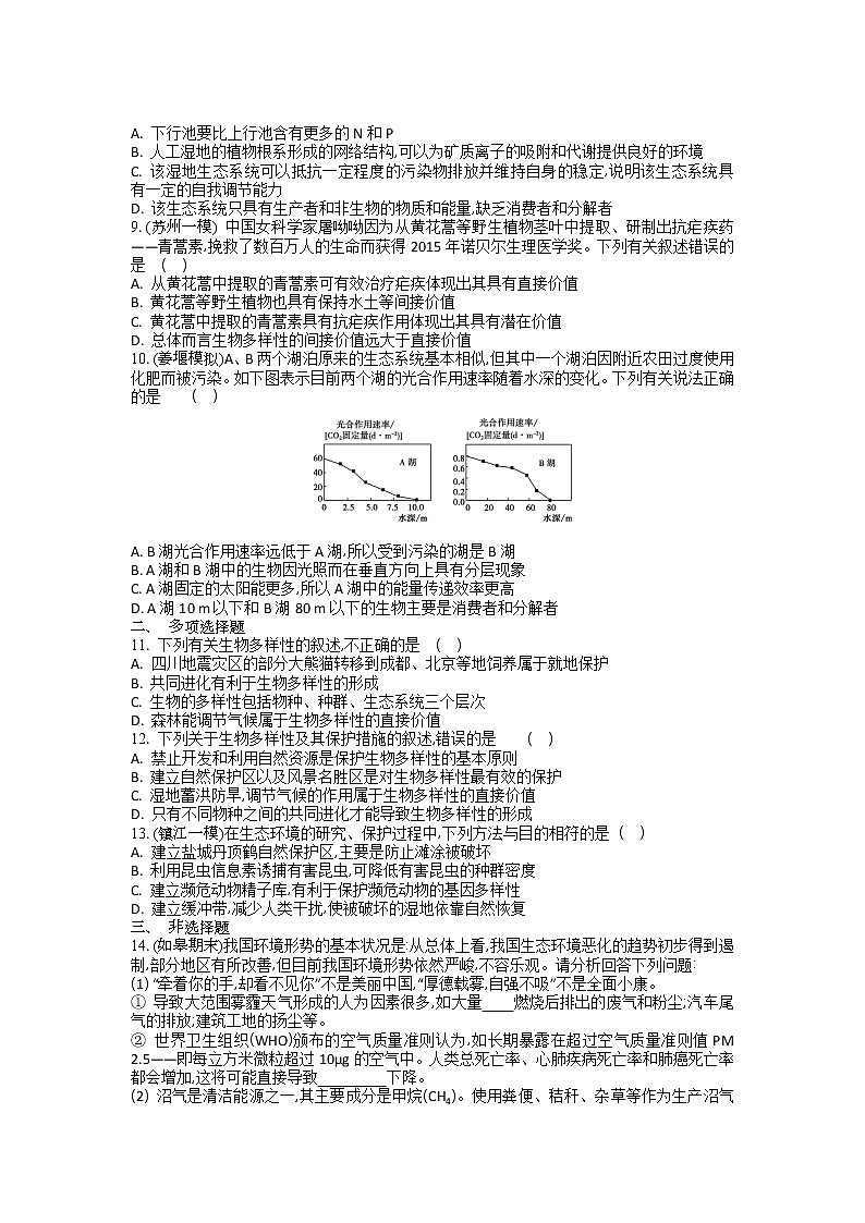 高考生物一轮复习作业本：第12单元第4讲《生态环境的保护》（含详解）第2页
