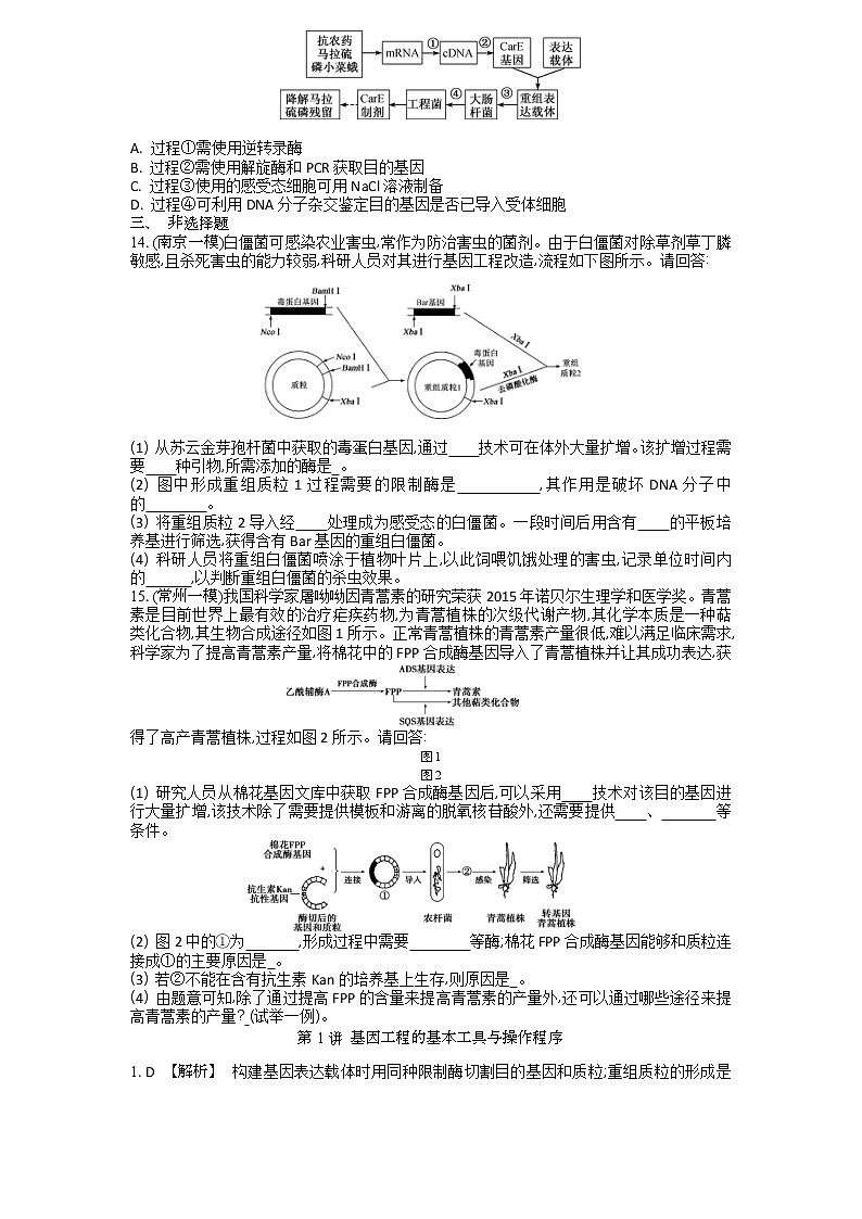 高考生物一轮复习作业本：第14单元第1讲《基因工程的基本工具与操作程序》（含详解） 练习03