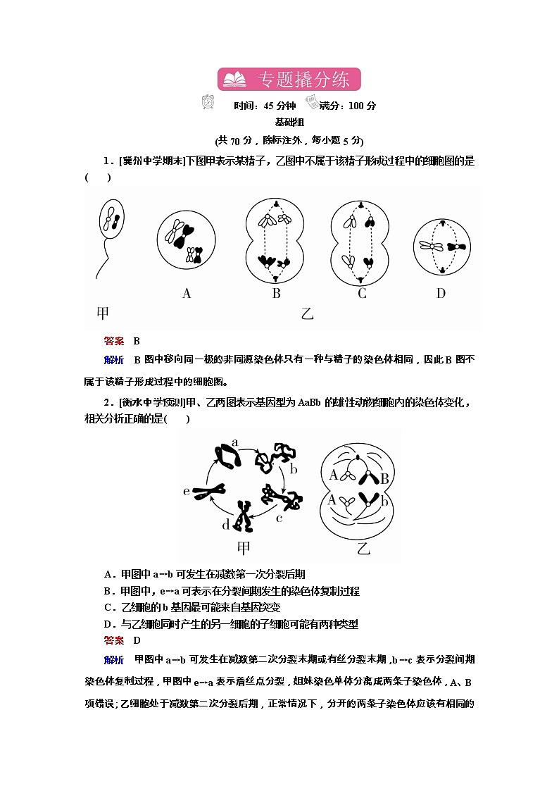 高考生物一轮复习专题训练：专题9《遗传的细胞基础》（含详解）第1页