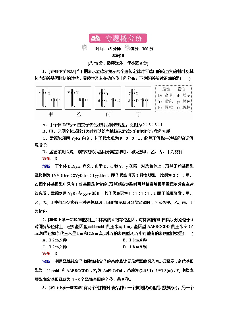 高考生物一轮复习专题训练：专题12《基因的自由组合定律》（含详解）第1页