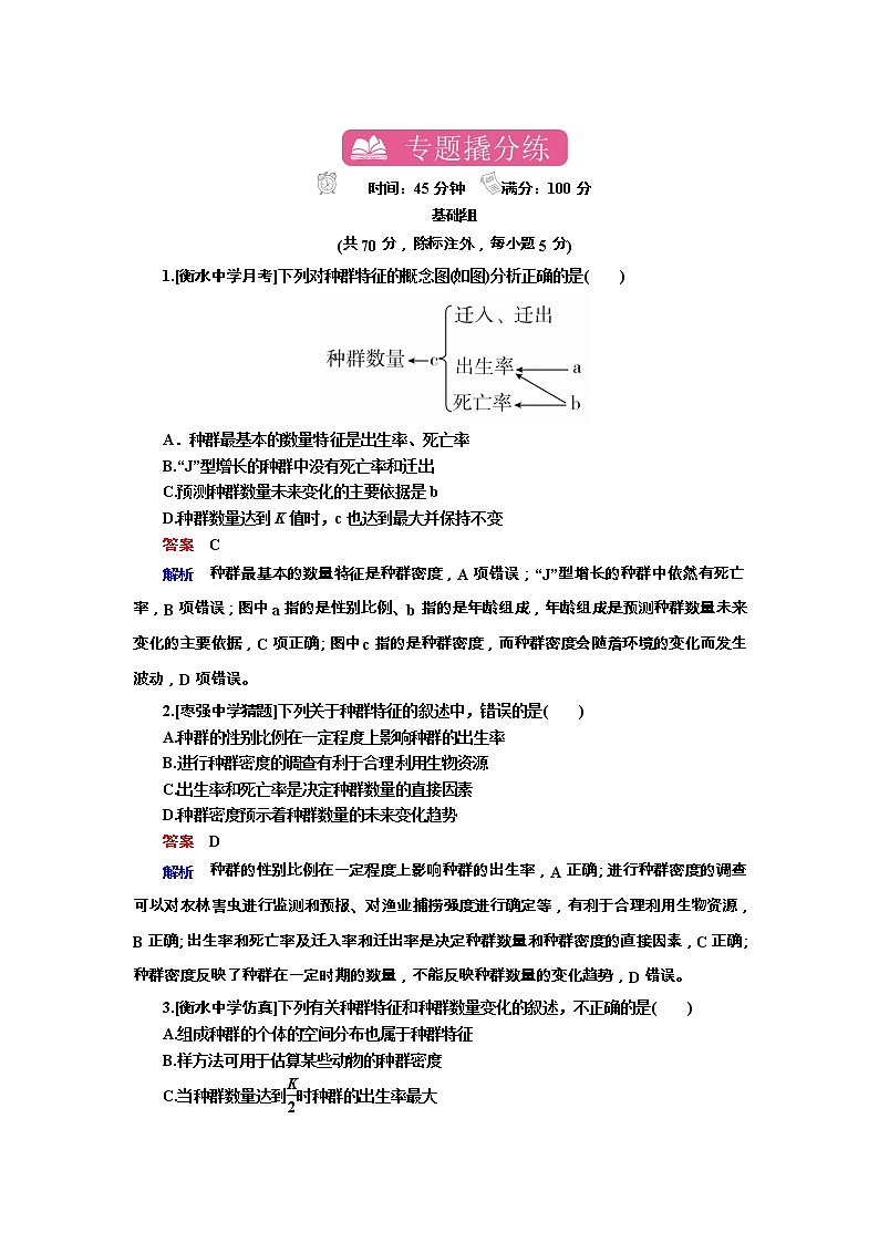高考生物一轮复习专题训练：专题22《种群和群落》（含详解）01