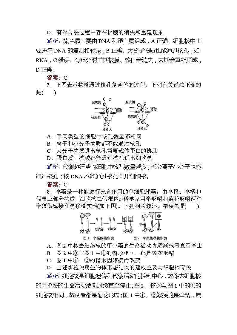 高考生物一轮复习课时跟踪检测：05《细胞膜与细胞核》（含详解）第3页
