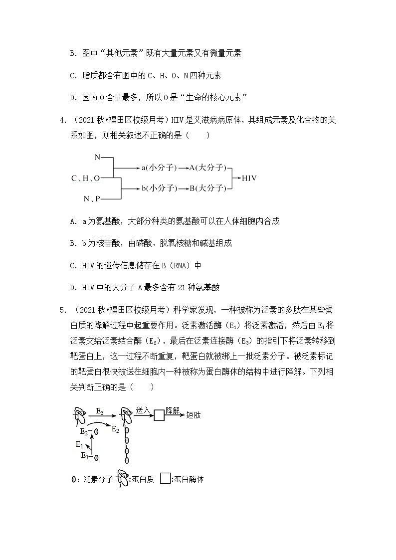 【高频单元易错题】人教版（2019）高一上生物必修1第二章：组成细胞的分子02