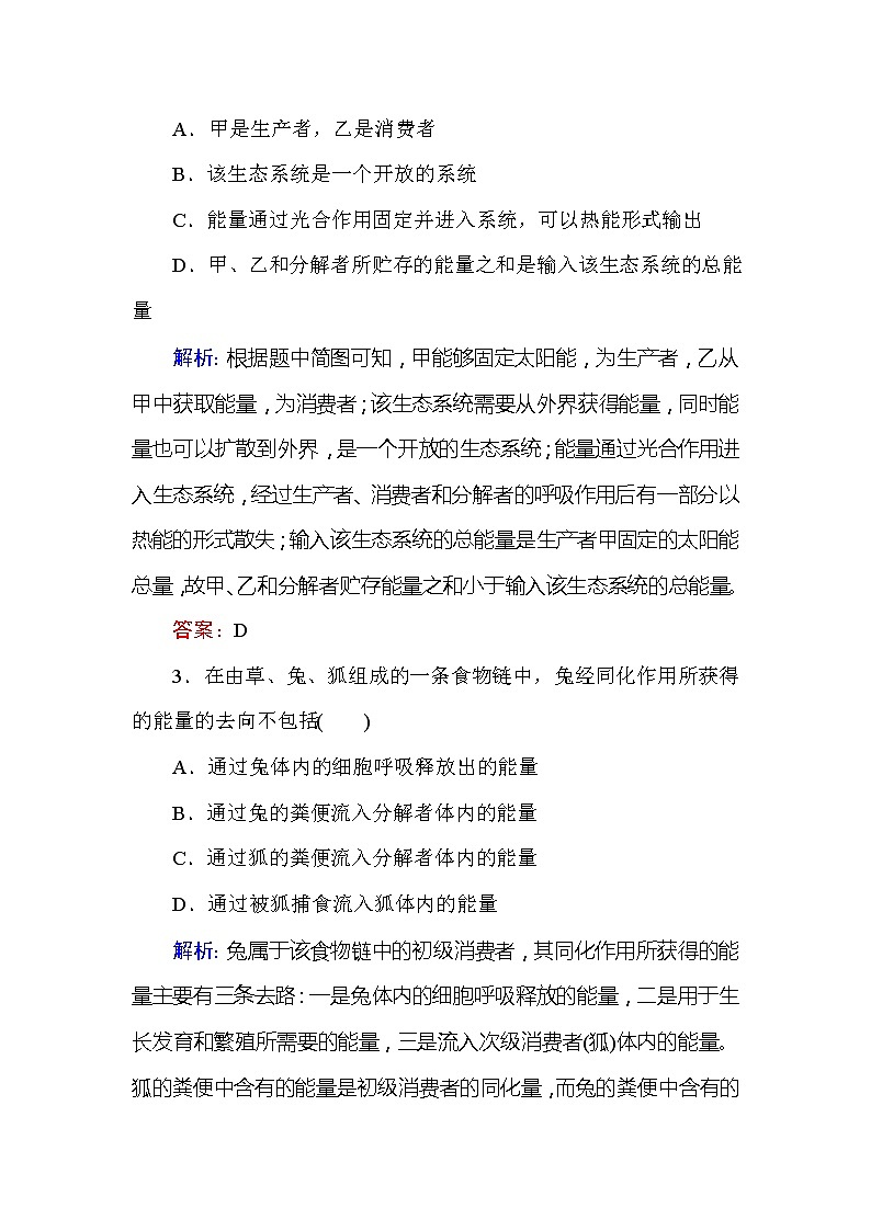 高考生物一轮复习课时跟踪检测：36《生态系统的能量流动和物质循环》（含详解）第2页