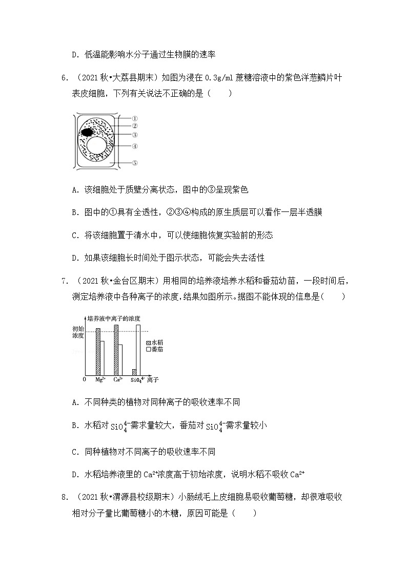 【高频单元易错题】人教版（2019）高一上生物必修1第四章：细胞的物质输入和输出（含答案解析）03