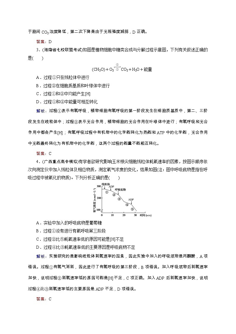 高考生物二轮专题强化训练04《细胞呼吸与光合作用》（含详解）02