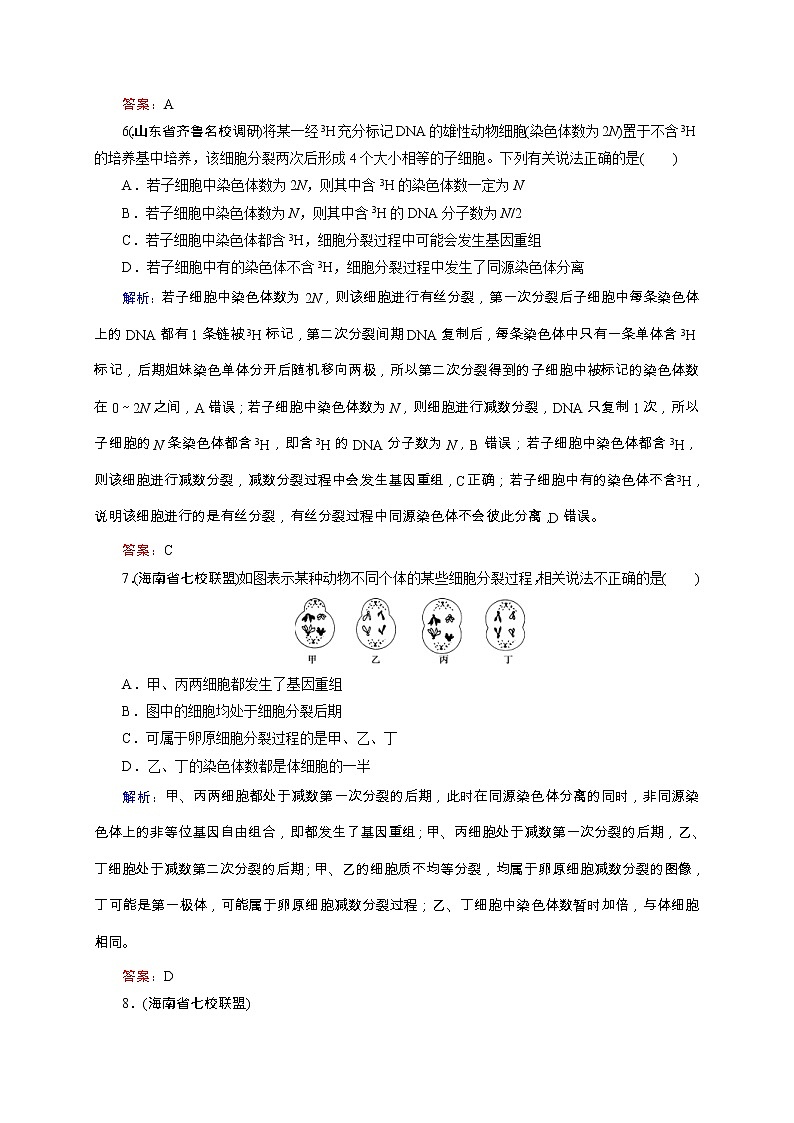 高考生物二轮专题强化训练05《细胞的增殖和受精作用》（含详解）第3页