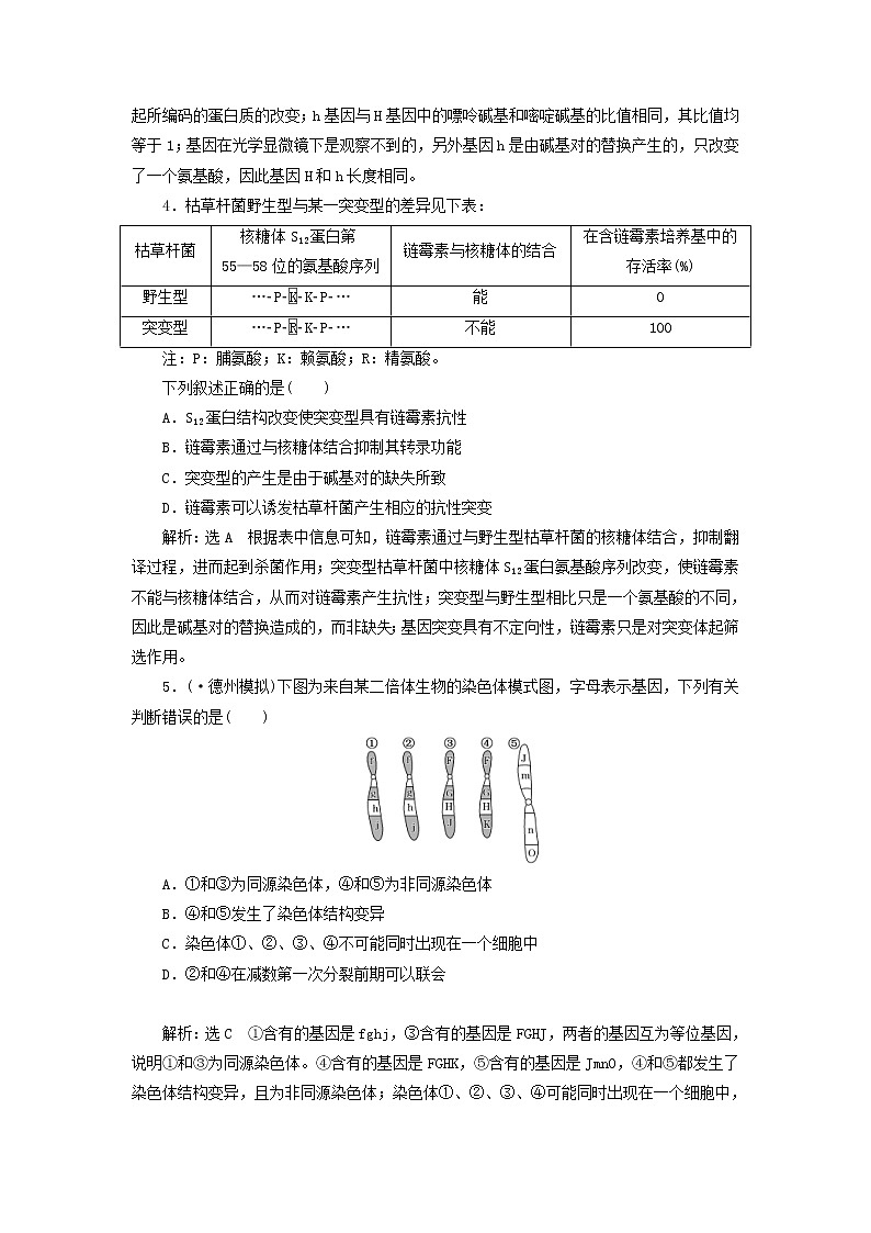 高考生物二轮复习检测07《变异与进化》课前诊断卷 (含详解)02