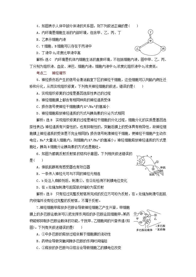 高考生物二轮复习检测11《动物生命活动的调节》课前诊断卷 (含详解)02