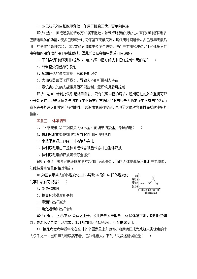 高考生物二轮复习检测11《动物生命活动的调节》课前诊断卷 (含详解)03