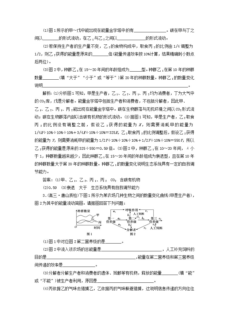 高考生物二轮复习检测14《生态类》综合大题课后强训卷 (含详解)02