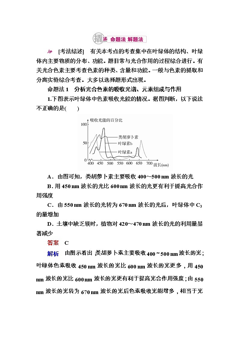 高考生物一轮对点训练：6-1 捕获光能的色素和结构 a Word版含解析第1页
