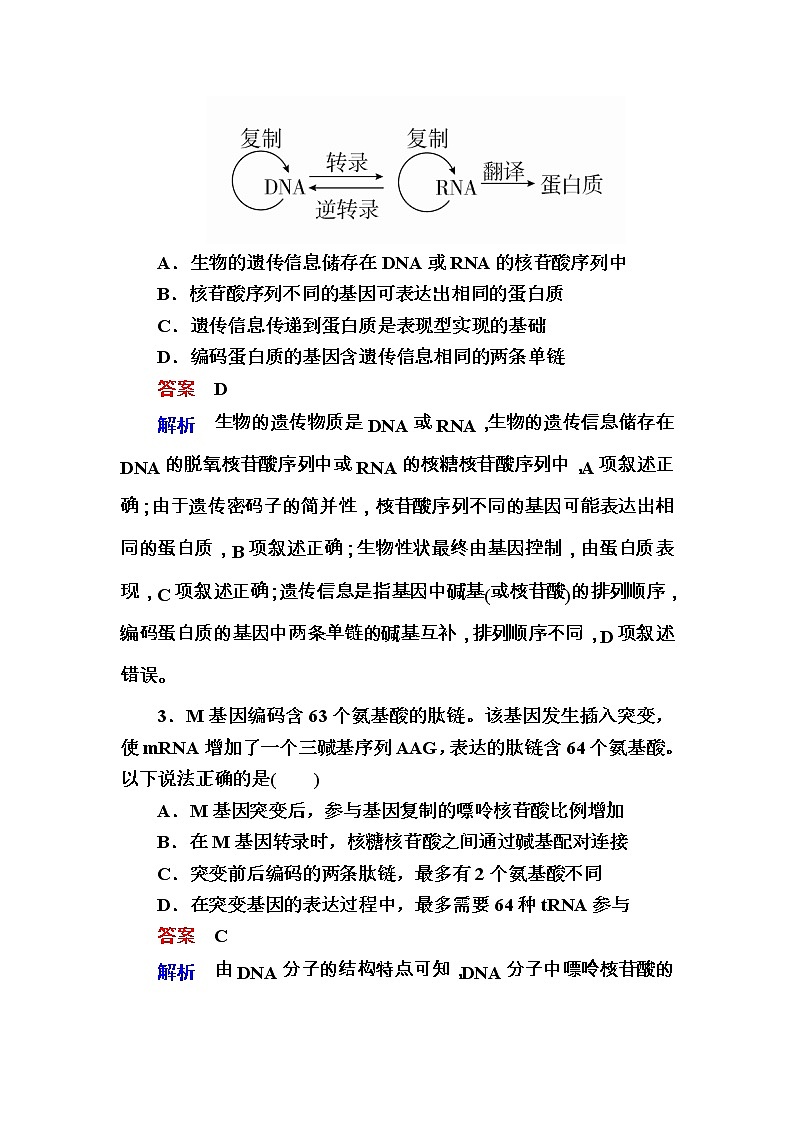 高考生物一轮对点训练：10-3 基因的表达 b Word版含解析第2页