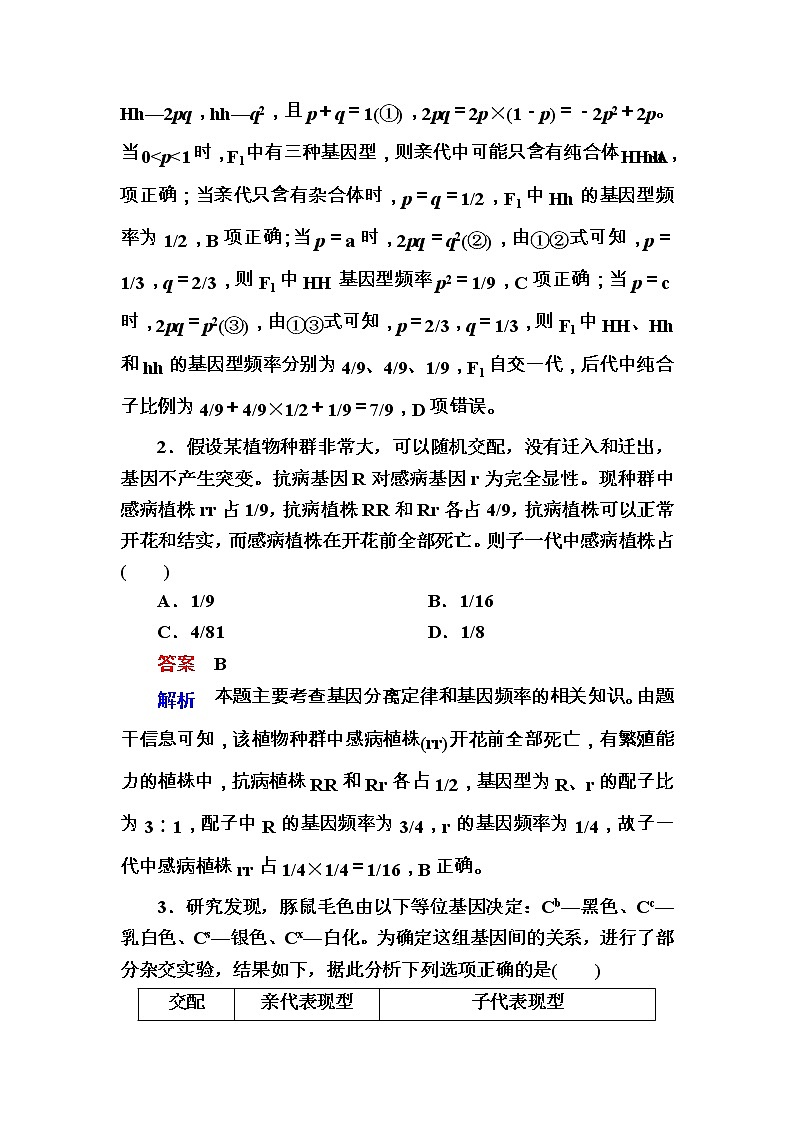 高考生物一轮对点训练：11-2 基因分离定律的实质与应用 b Word版含解析第2页