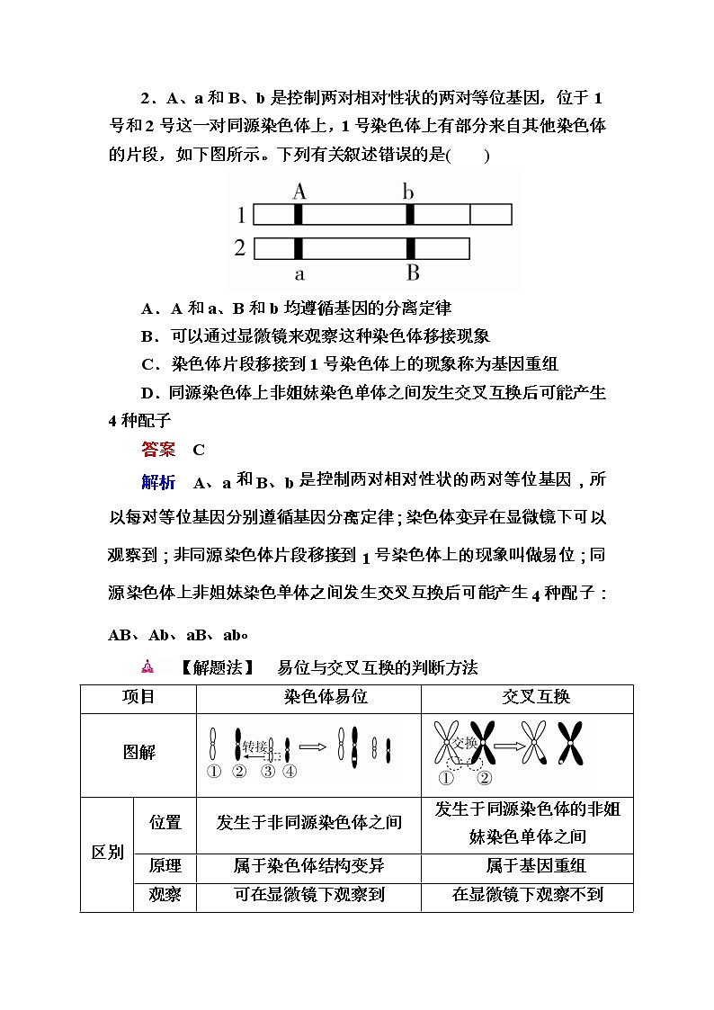 高考生物一轮对点训练：15-1 染色体变异 a Word版含解析第2页