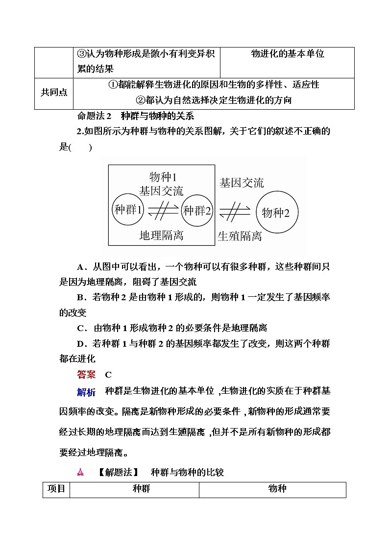 高考生物一轮对点训练：16-1 现代生物进化理论 a Word版含解析第2页