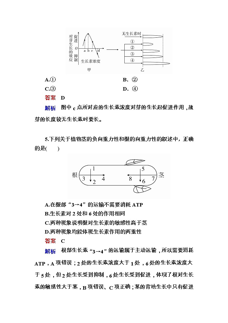 高考生物一轮对点训练：21-1 生长素的发现与作用 b Word版含解析第3页