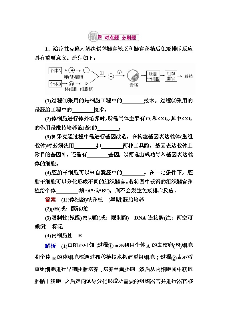 高考生物一轮对点训练：31-1 胚胎工程 b Word版含解析第1页