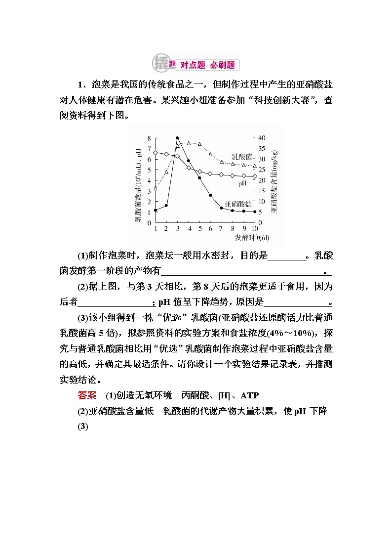 高考生物一轮对点训练：26-1 传统发酵技术 b Word版含解析第1页