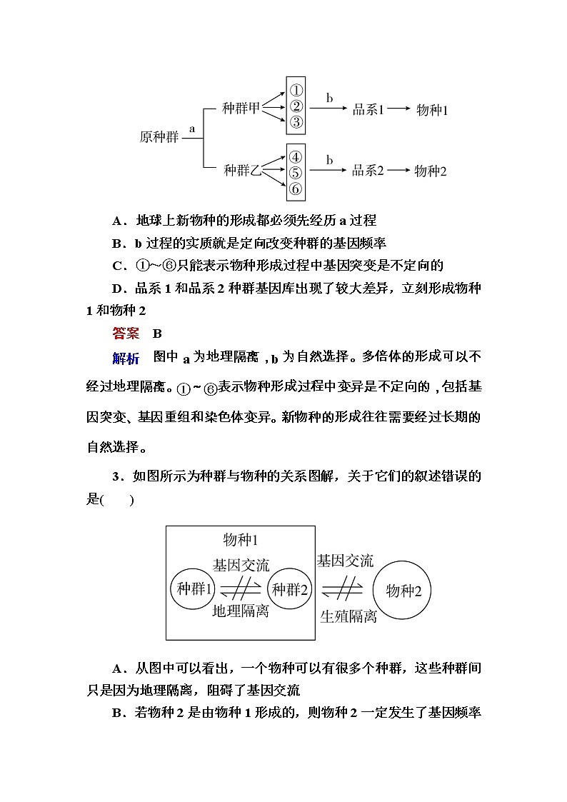 高考生物一轮复习特训：25现代生物进化理论 Word版含解析第2页