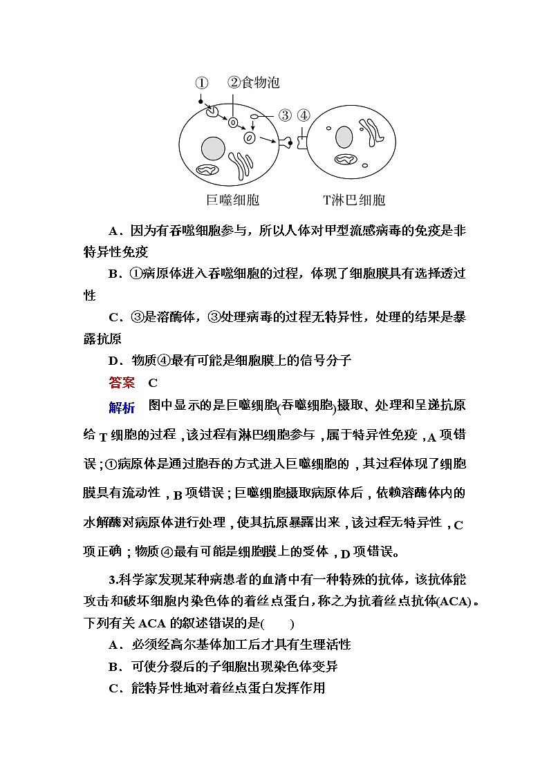 高考生物一轮复习特训：29免疫调节 Word版含解析 试卷02
