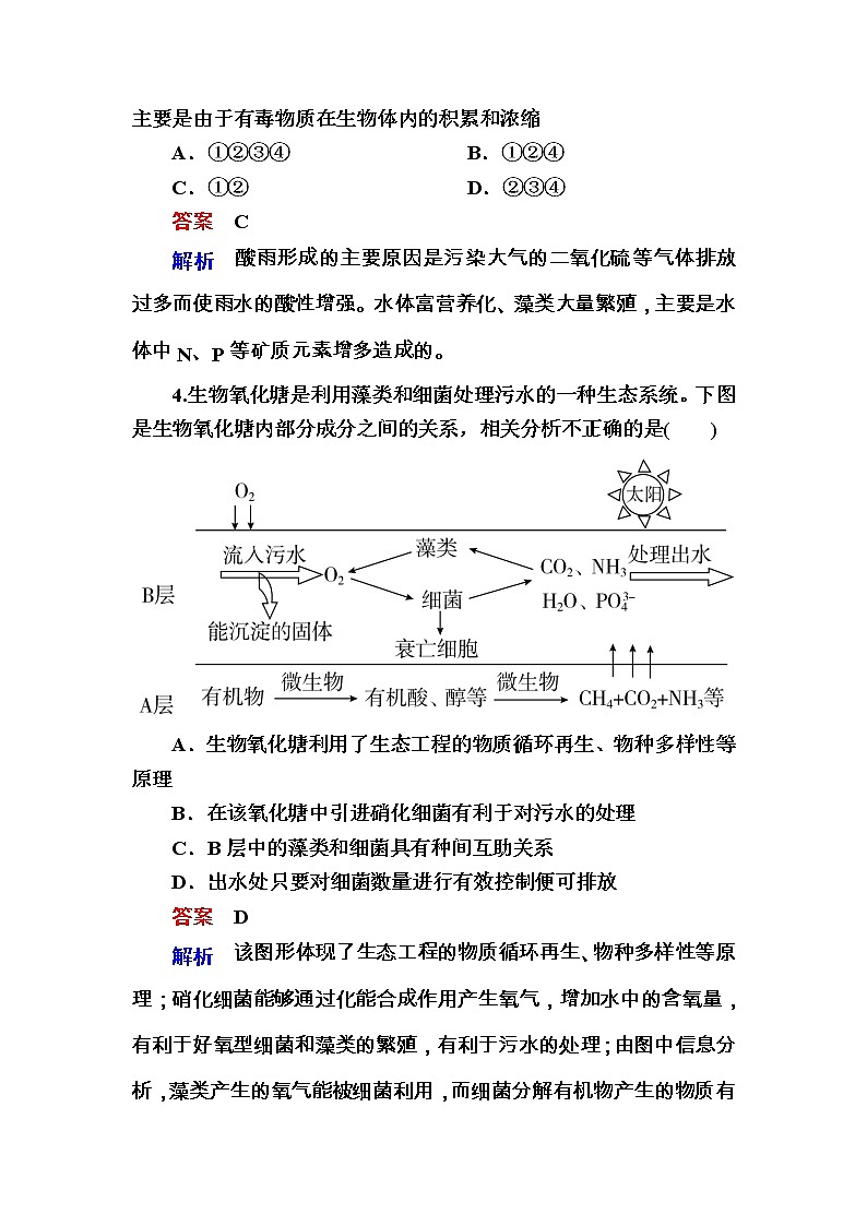 高考生物一轮复习特训：36生态环境的保护 Word版含解析第2页