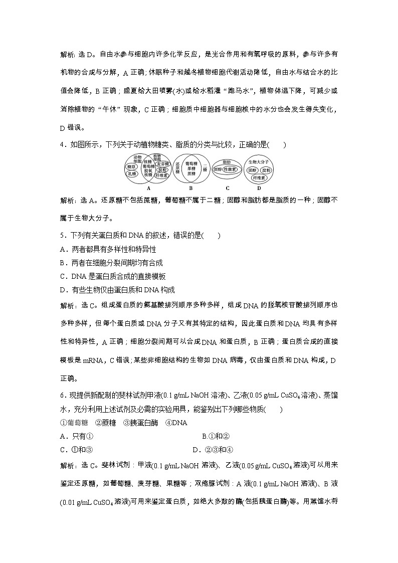 高考生物一轮复习方案练习：第1单元 单元过关检测（一） （含详解）第2页