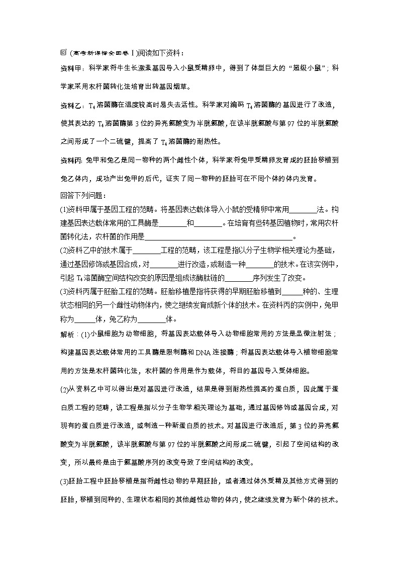 高考生物一轮复习方案练习：第11单元 随堂真题演练35基因工程及其安全性 （含详解）第3页