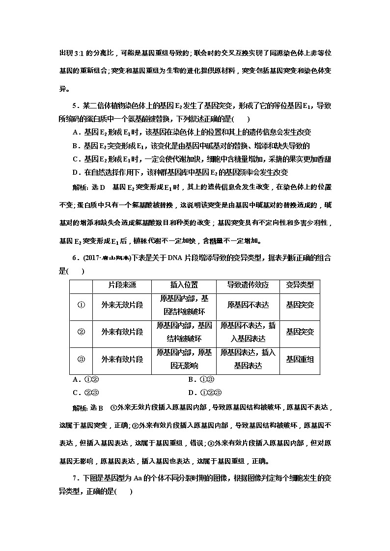 高考生物一轮课时跟踪检测22《基因突变和基因重组》（含详解）第2页