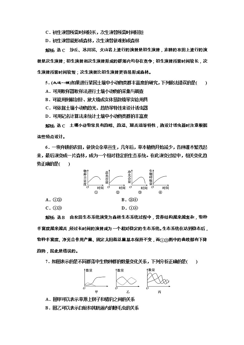高考生物一轮课时跟踪检测32《群落的结构和演替》（含详解）第2页