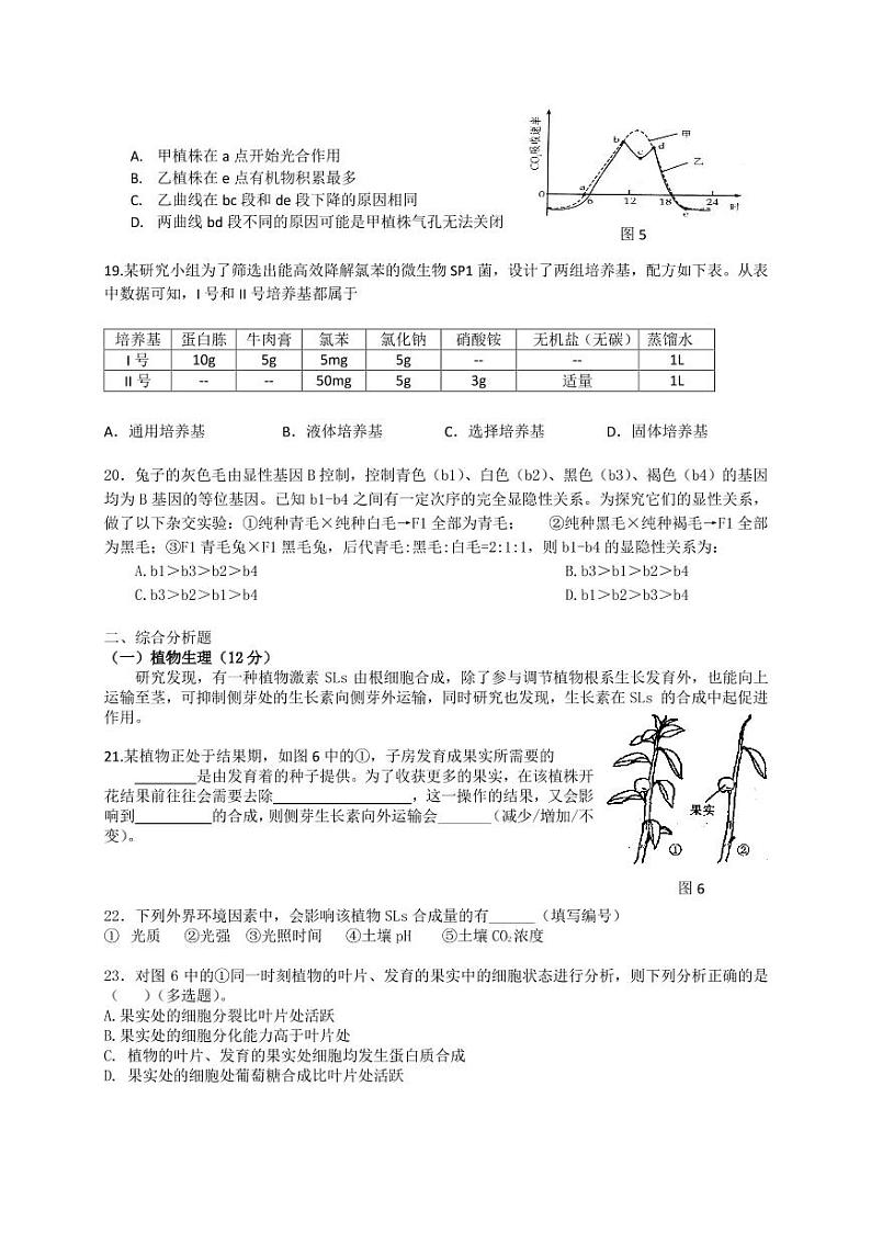 2022届山海徐汇区高三一模生物试卷及解析第3页