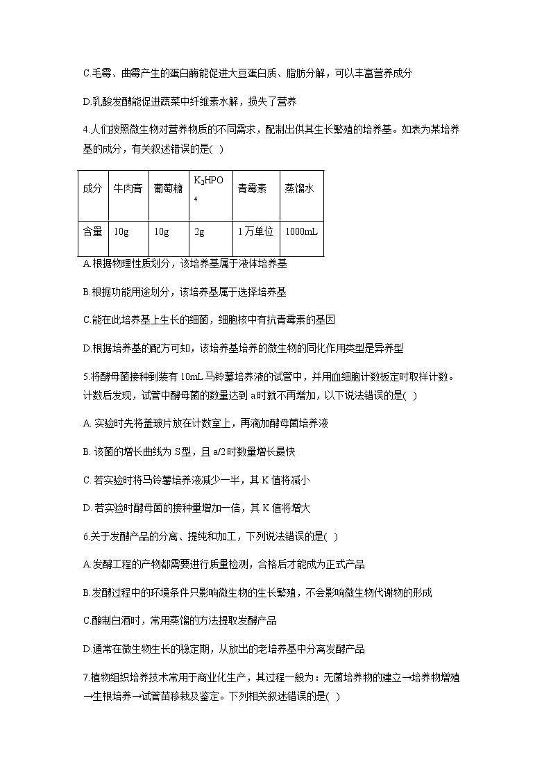 2021-2022学年江西省上饶中学高二下学期期中达标测试卷（一）生物试题含答案02