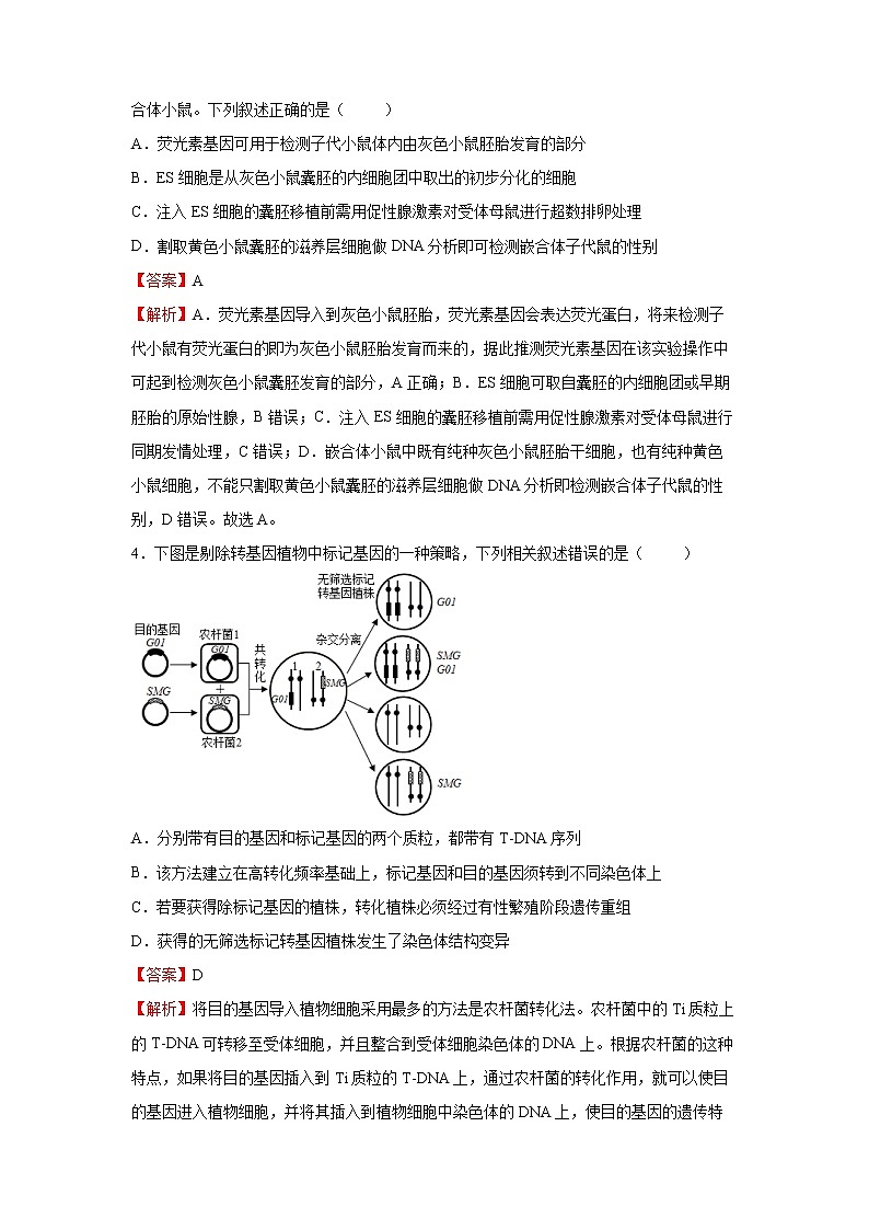 2022年高考生物二轮复习 专题十一 基因工程与细胞工程 教师版第2页