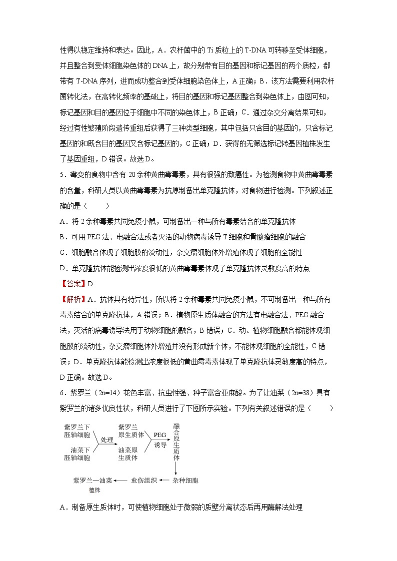 2022年高考生物二轮复习 专题十一 基因工程与细胞工程 教师版第3页