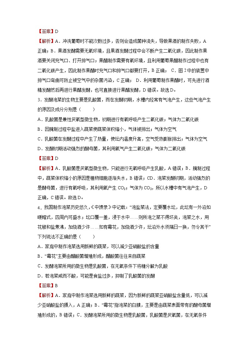 2022年高考生物二轮复习 专题十 发酵工程 教师版02