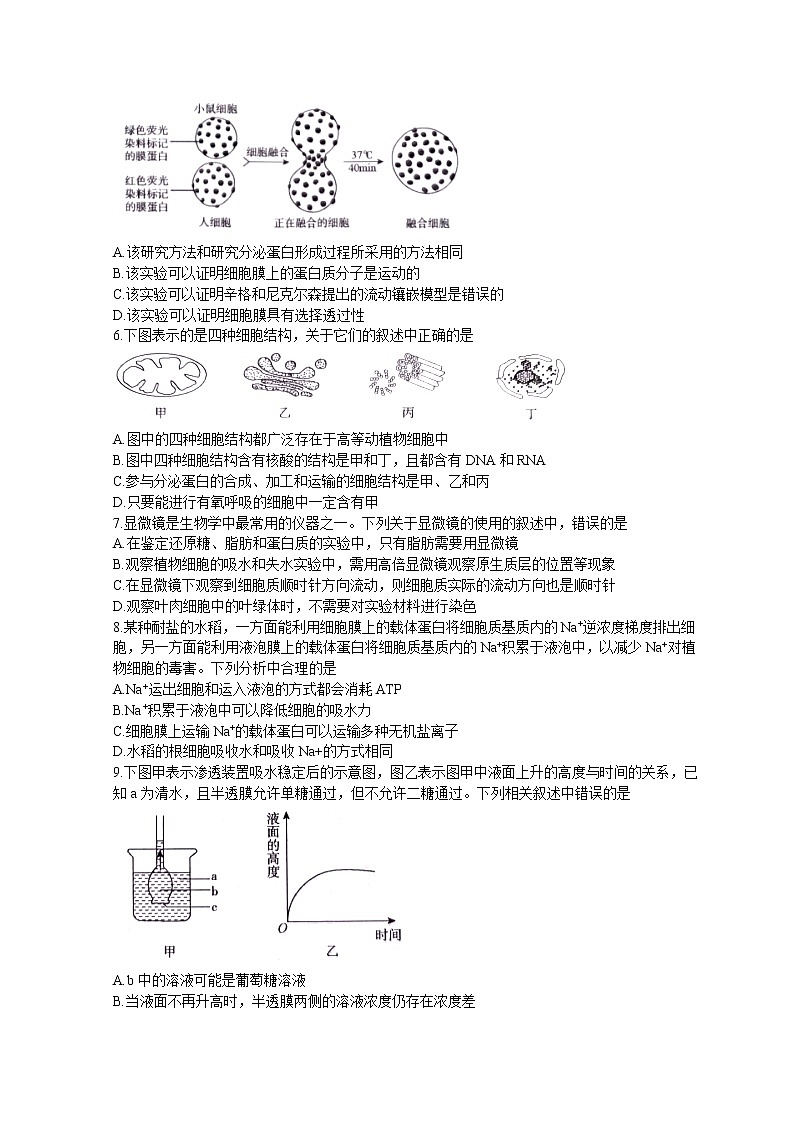 安徽省池州市2021_2022学年高一上学期期末考试生物试题word第2页