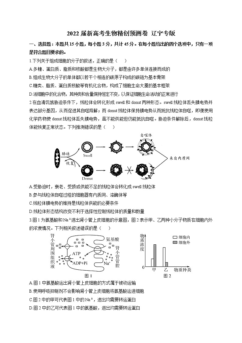 2022届新高考生物精创预测卷 辽宁专版（含答案）第1页