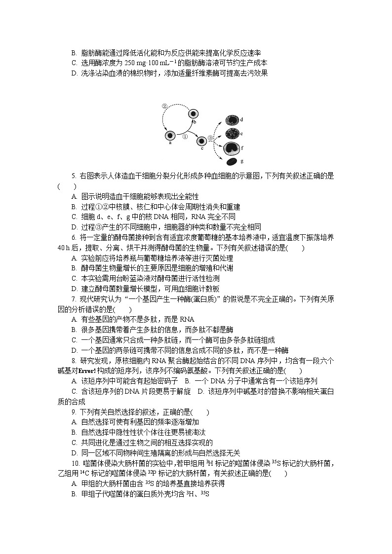 江苏省苏锡常镇四市2020届高三第二次模拟考试（二模）生物试题含答案02