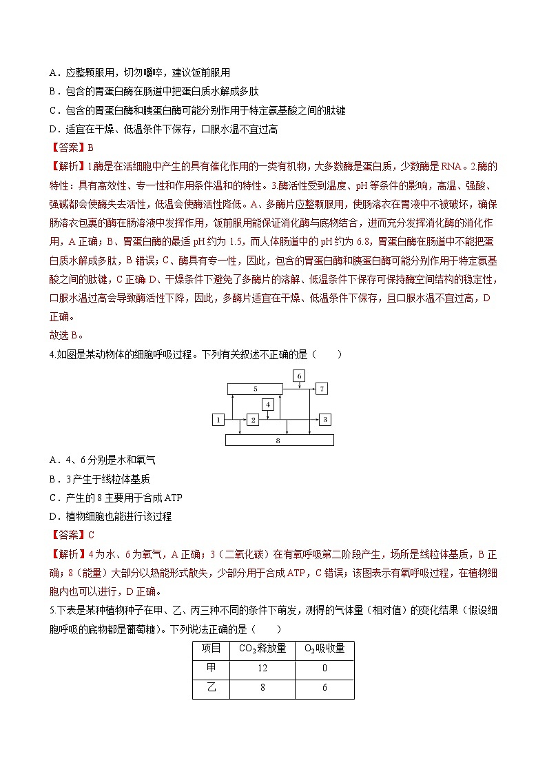 2022年高考生物二轮复习 专题二 细胞代谢 习题第2页