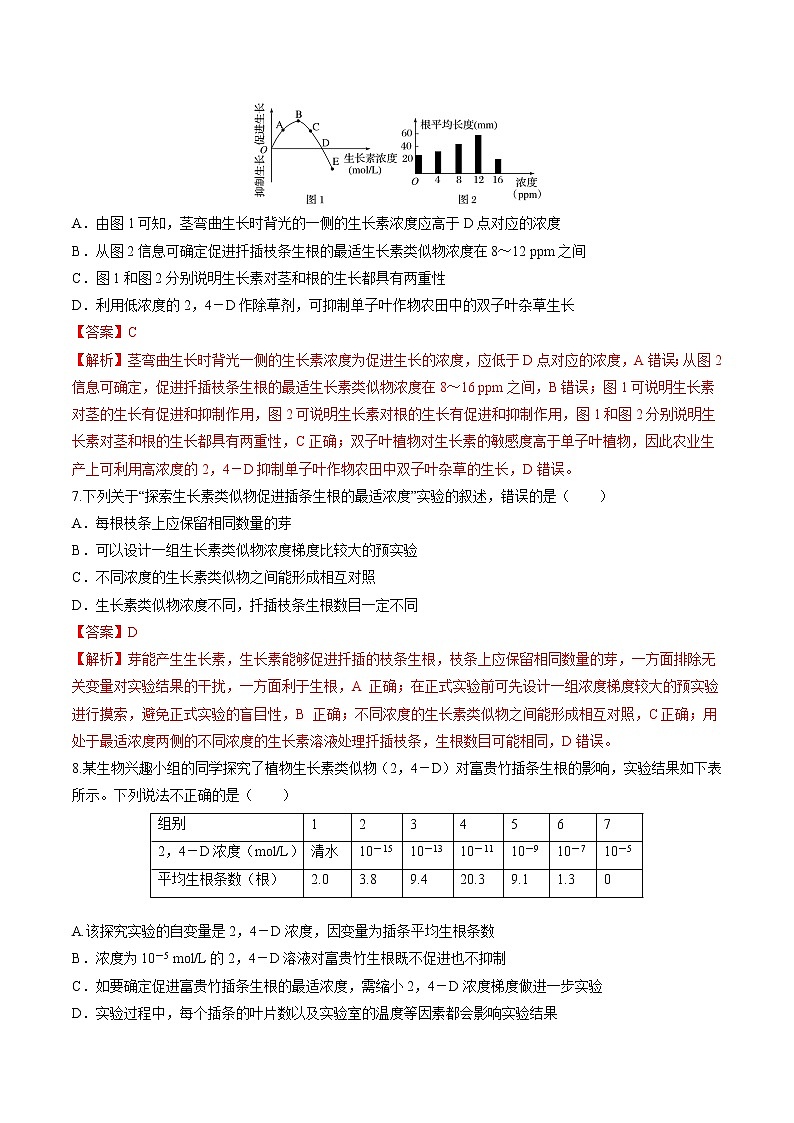 2022年高考生物二轮复习 专题八 植物生命活动调节及实验探究 习题第3页