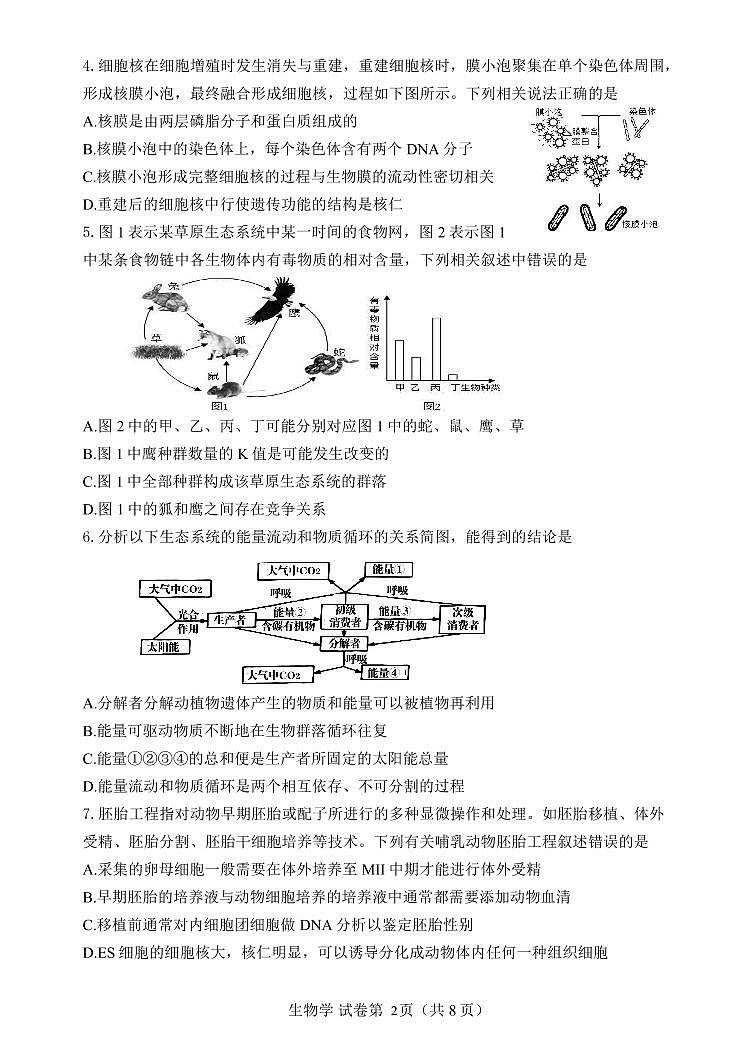 2021届辽宁省丹东市高三下学期5月总复习质量测试（二）（二模）生物试题 PDF版02