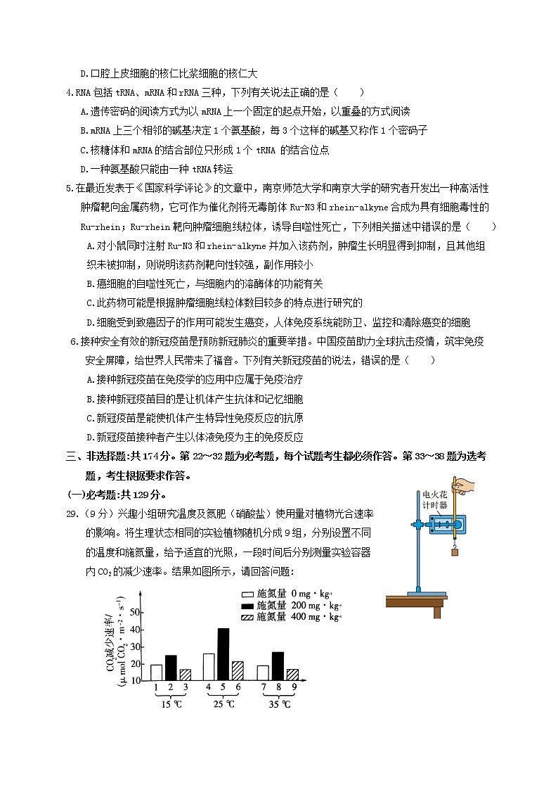 黑龙江省大庆铁人中学2021届高三下学期第三次模拟考试生物试题 Word版含答案第2页