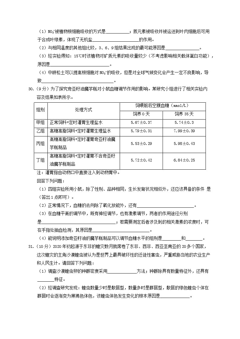 黑龙江省大庆铁人中学2021届高三下学期第三次模拟考试生物试题 Word版含答案第3页